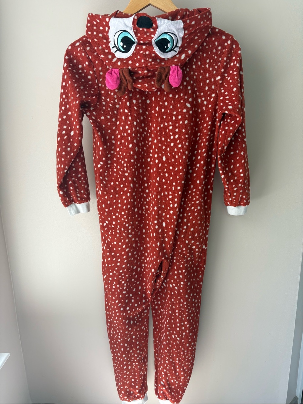 CAT & JACK Kids Reindeer One-Piece Pajamas with Hood and Zipper Size L (10-12)